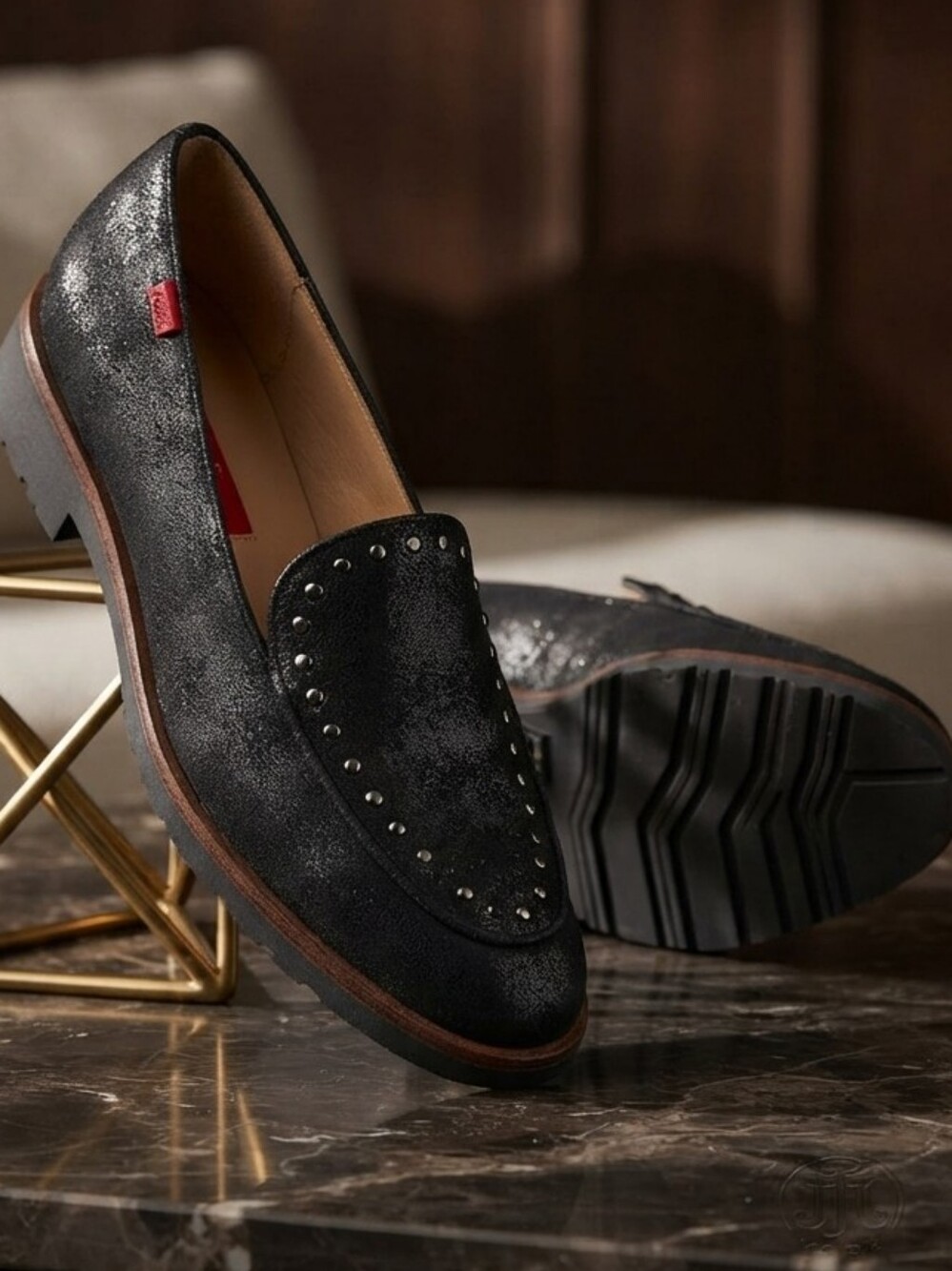 Marc Joseph Black Studded Loafers